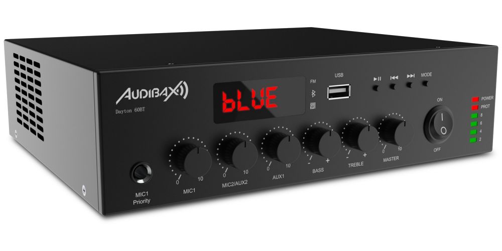 Audibax Dayton 60BT Amplificador Línea de 100v y 4 -16 Ω - 60W USB, FM y Bluetooth