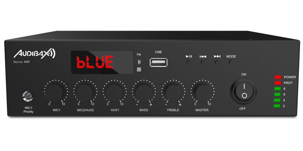 Audibax Dayton 60BT Amplificador Línea de 100v y 4 -16 Ω - 60W USB, FM y Bluetooth-gallery-1