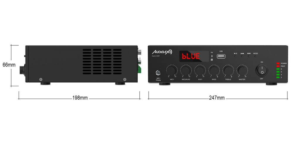 Audibax Dayton 60BT Amplificador Línea de 100v y 4 -16 Ω - 60W USB, FM y Bluetooth-gallery-4