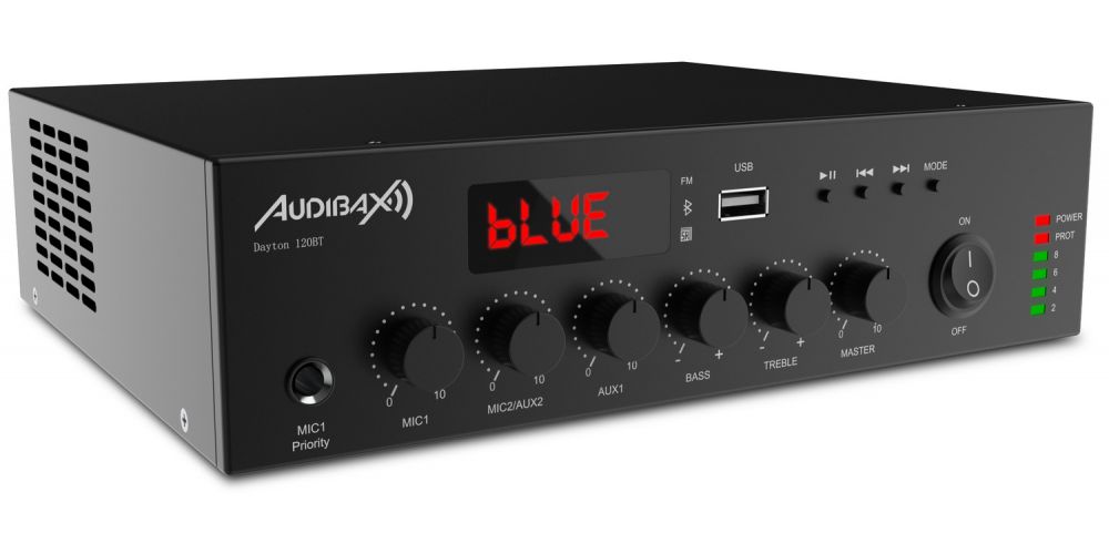 Audibax Dayton 120BT Amplificador Línea de 100V y 4 -16 Ω -120W con USB, FM y Bluetooth 