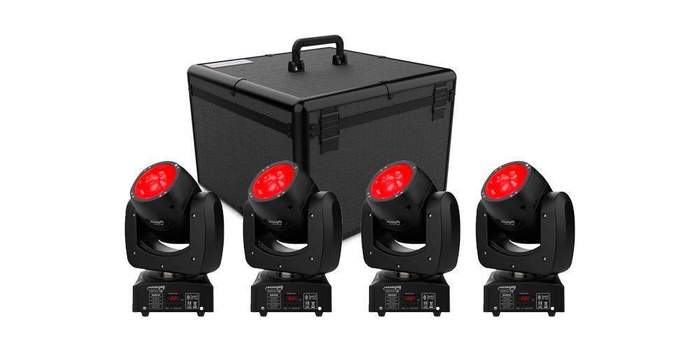 Kit 4 Cabezas Audibax Arizona 100 Cabeza Móvil Beam 100W RGBW 4 en 1  + Flightcase Maleta