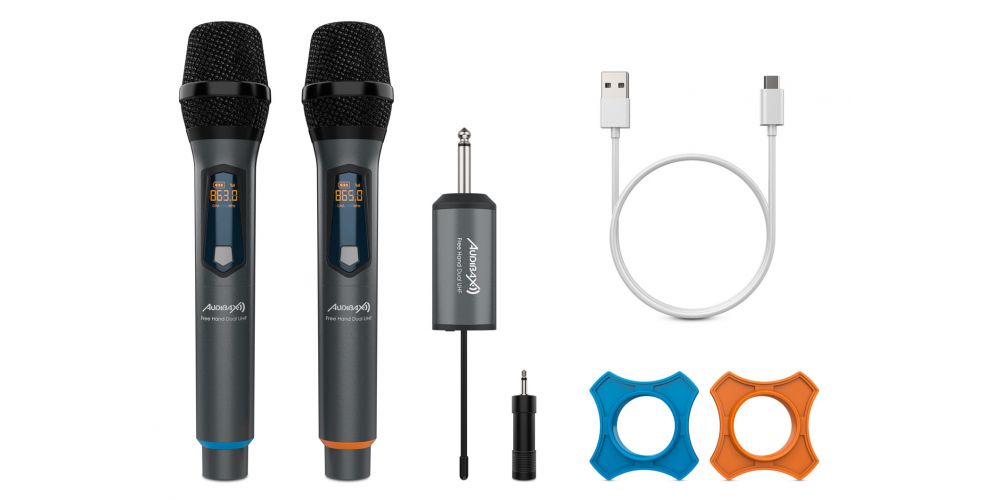 Audibax Missouri Free Hand Dual UHF Sistema de Micrófono Dinámico con Receptor Recargable