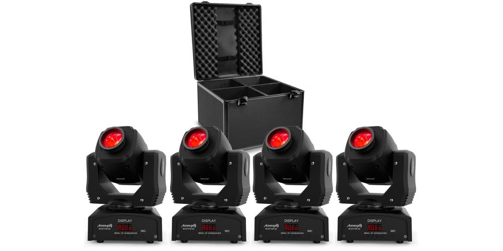 Kit 4 Cabezas Audibax Boston 60 Cabeza Móvil Spot + Flightcase Maleta
