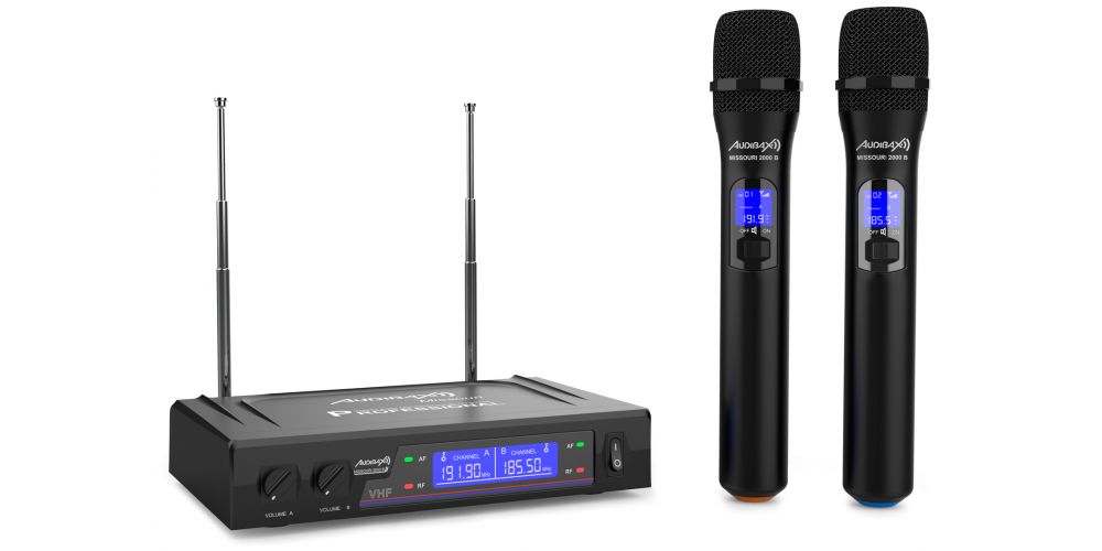Audibax Missouri 2000 Micrófono Doble Inalámbrico Mano VHF Rango B