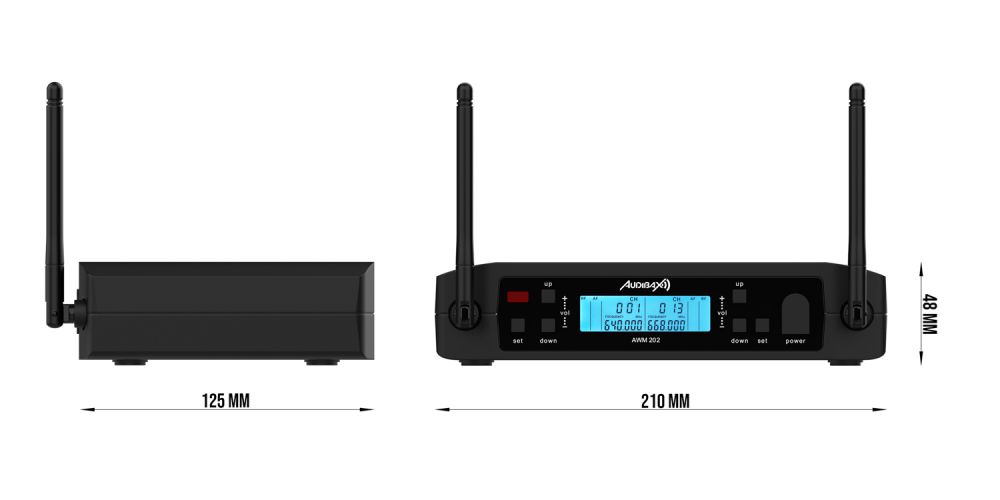 Audibax AWM 202 Sistema Inalámbrico Micrófono Lavalier de 2 Canales UHF-gallery-3