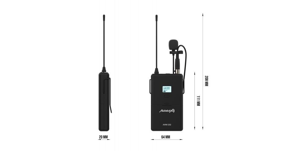 Audibax AWM 202 Sistema Inalámbrico Micrófono Lavalier de 2 Canales UHF-gallery-4
