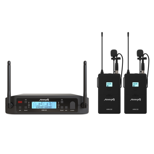 Audibax AWM 202 Sistema Inalámbrico Micrófono Lavalier de 2 Canales UHF