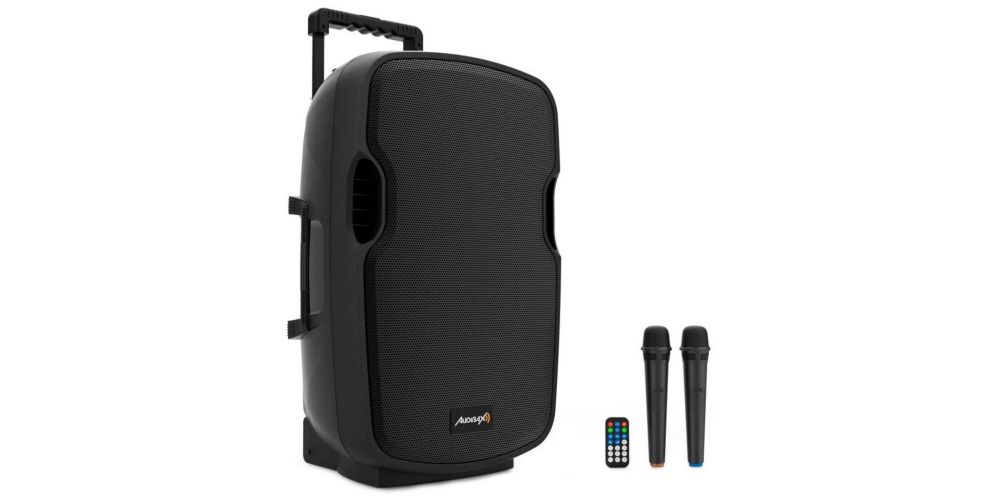 Audibax Denver 15 Altavoz Activo PA 15  con Bateria , Ruedas + 2 Micros Inalambricos Mano + Soporte Tripode-gallery-0