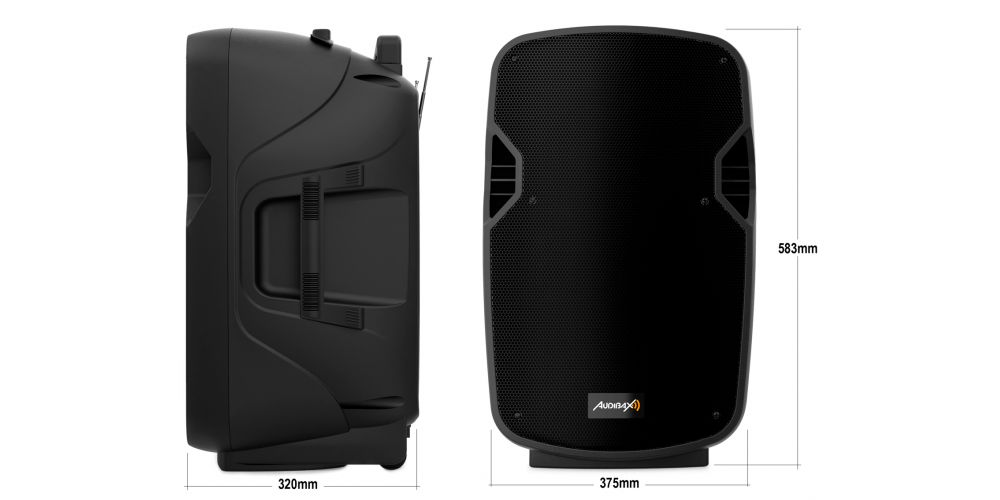 Audibax Denver 12 Altavoz Activo PA 12” con Batería , Ruedas + 2 Micros Inalámbricos Mano-gallery-5