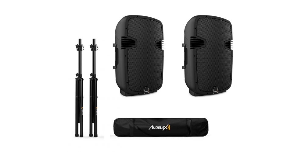 2 x Audibax Arkansas 12 + Soportes Altavoz Pareja con Bolsa
