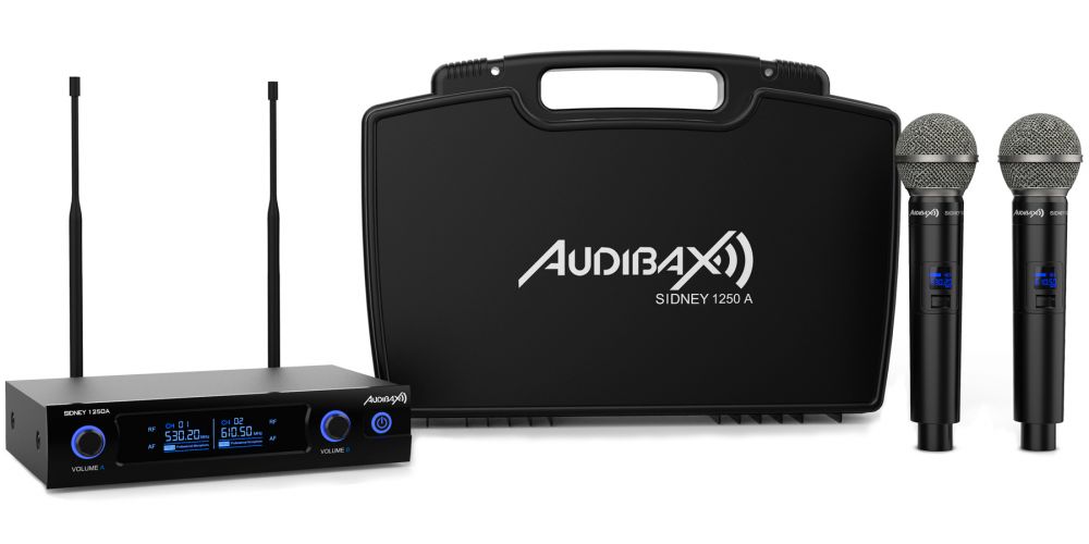 Audibax Sidney 1250 A Micrófono Doble Mano Profesional UHF Frecuencia A + Maleta