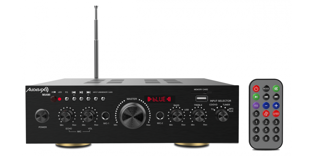 Audibax Miami Amplificador Karaoke Bluetooth 100W + 100W. Mando a distancia