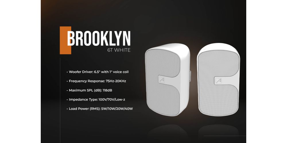 Audibax Brooklyn 6T WH Pareja de Altavoces Pasivos Potencia RMS 100V-5W/10W/20W/40W-gallery-4