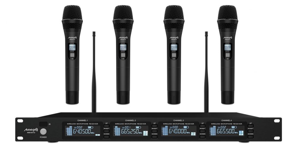 Audibax AWM 401 TD Sistema Inalámbrico Microfono de Mano de 4 Canales UHF