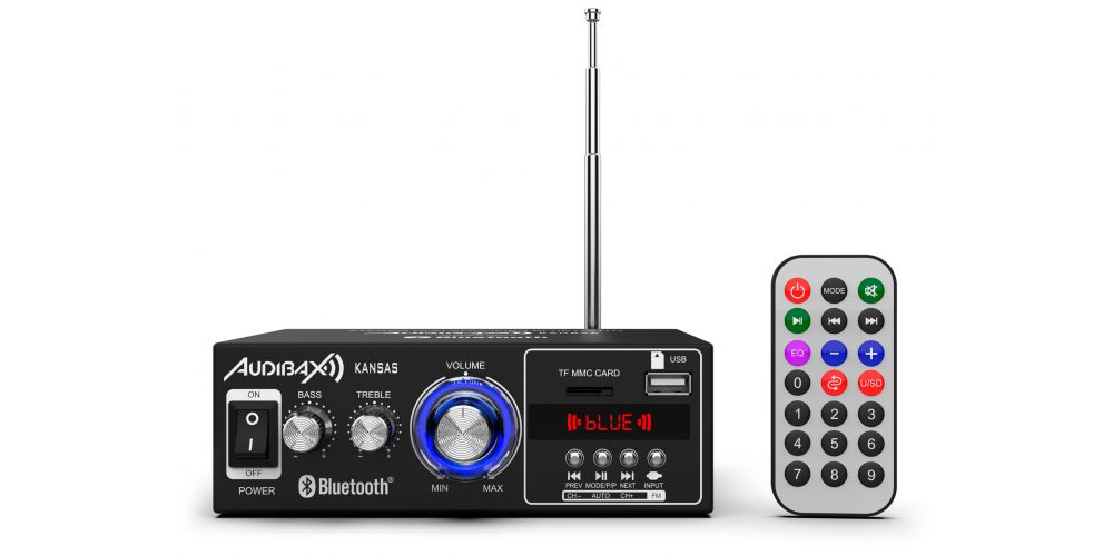 Audibax Kansas Amplificador HiFi con Bluetooth / MP3 / FM. Entrada SD y USB. 2 x 40W