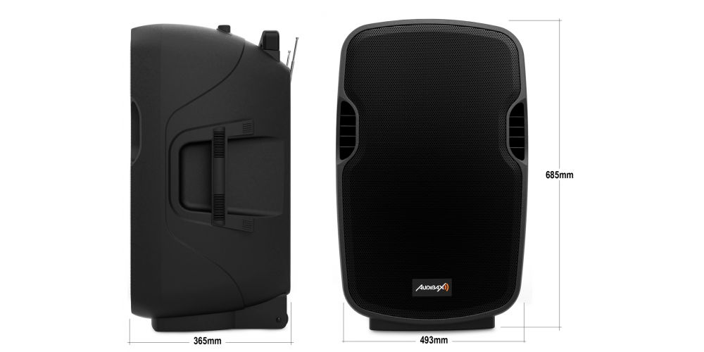 Audibax Denver 15 Altavoz Activo PA 15  con Bateria , Ruedas + 2 Micros Inalambricos Mano-gallery-5